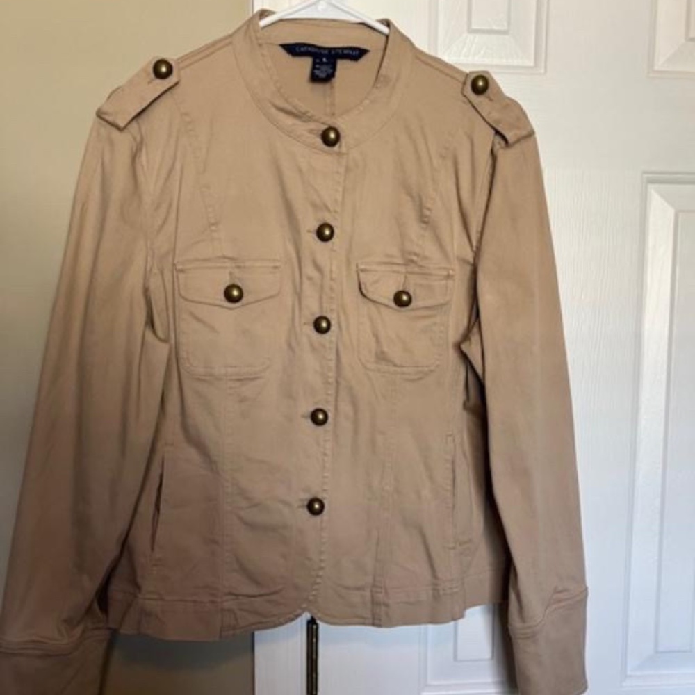 Catherine Stewart Military Style Beige Jacket Size L